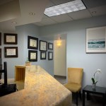 Inside front desk of office